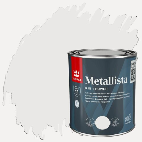 Изображение товара Краска по металлу и ржавчине 3в1 Tikkurila / Tikkivala Metallista (0,8л) белая