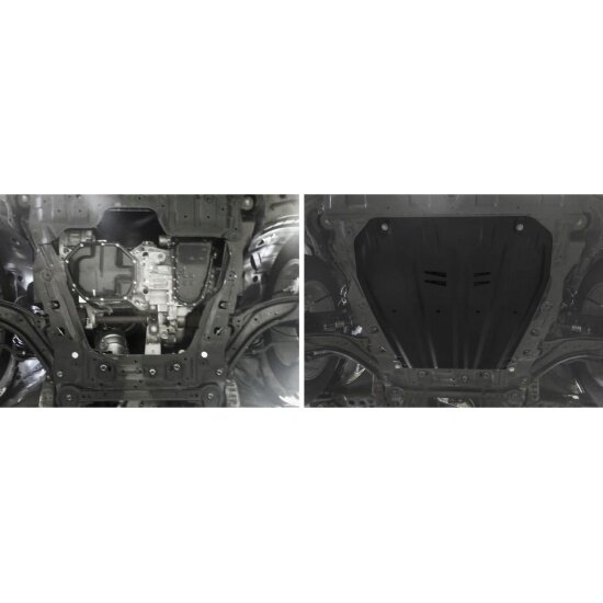 Защита картера и КПП Автоброня для Nissan Qashqai II Россия (2015-2019)/Qashqai II рестайлинг 4WD (2019-н. в.)/X-Trail T31, T32 (2007-н. в.)/Renault Koleos I, II (2008-2020), сталь 1.5 мм, штампованная — фото 1
