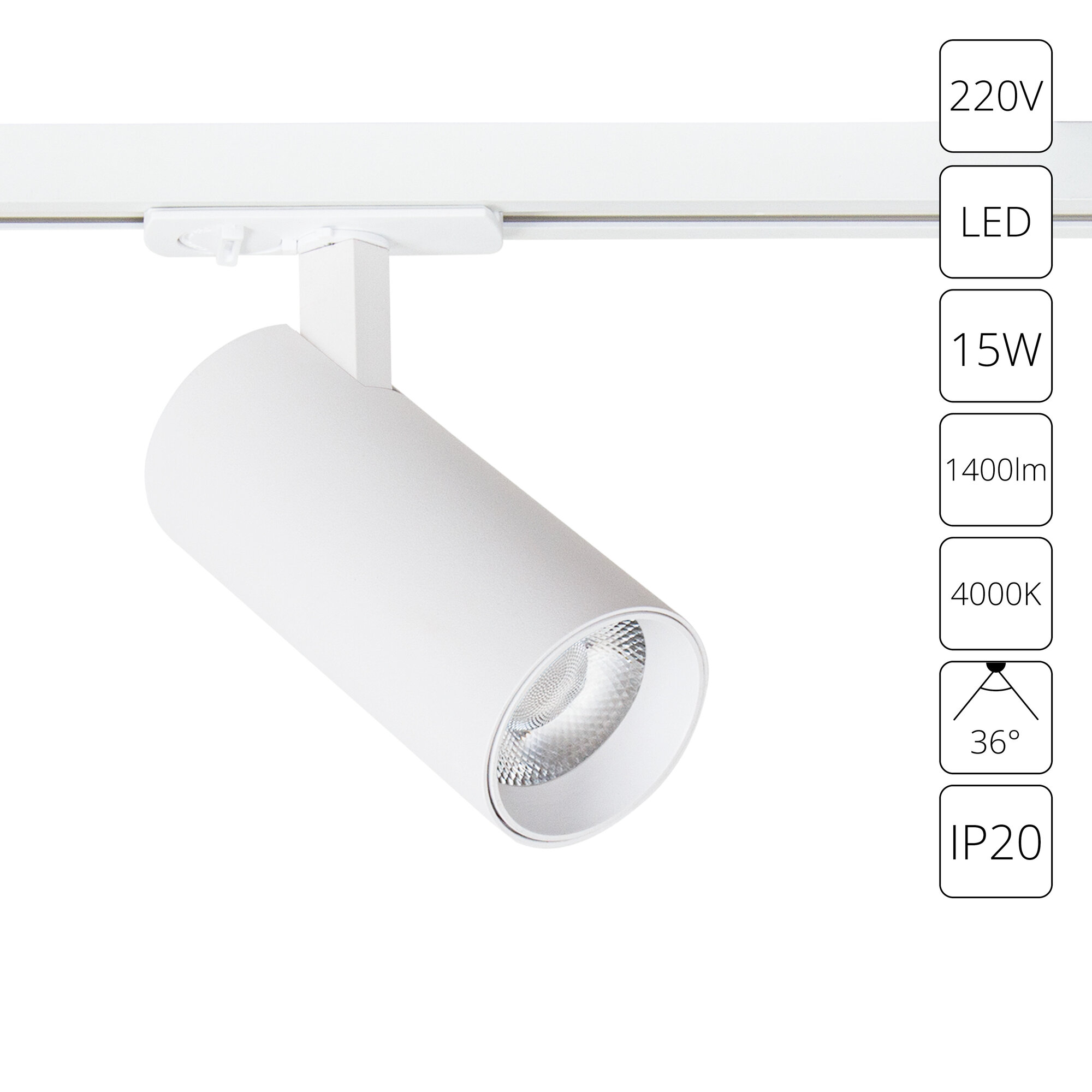 Трековый светильник Arte Lamp BENE A1946PL-1WH 15Вт LED белый