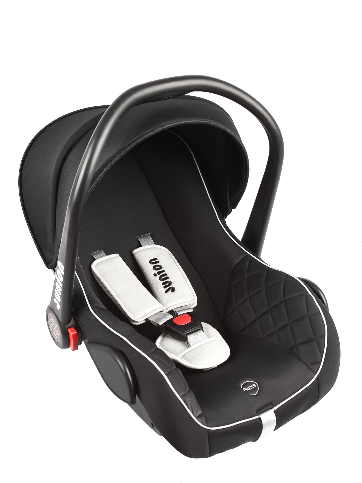 Автолюлька JUNION Uma группа 0+ (0-13 кг), чёрно-серый — фото 1