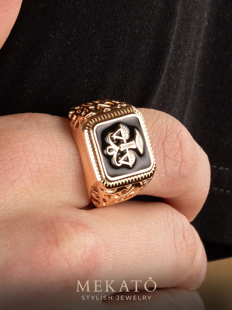 Печатка МЕКАТО, размер 23, золотой, черный — фото 1