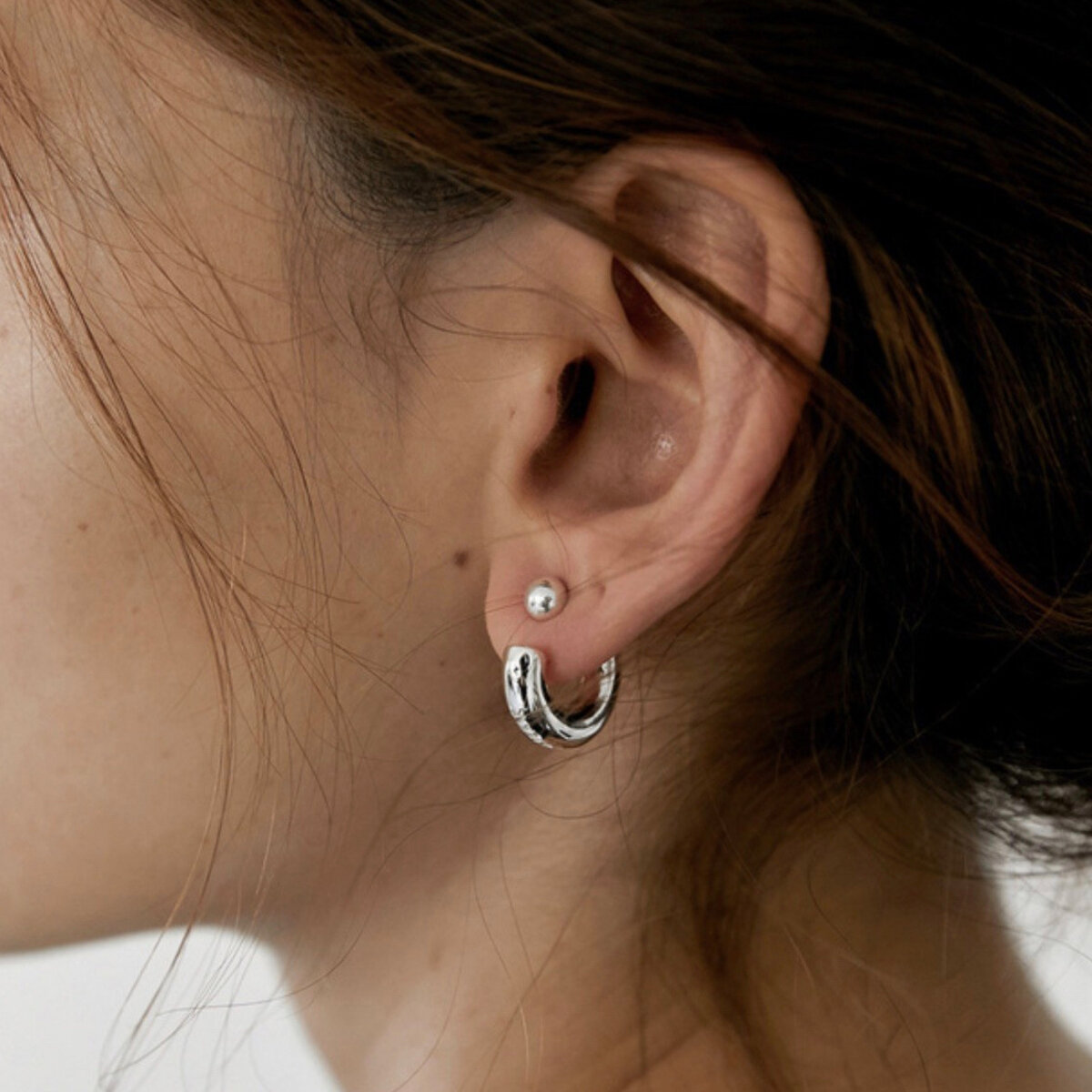 Серьги пусеты, одиночные Стайл Групп, размер 30 мм, серебро — фото 1