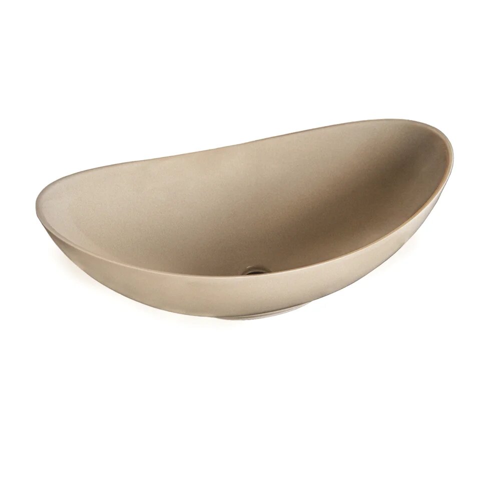 Накладная раковина Stella Polar Орион 58 накладная, без отверстия под смеситель, овальная, раковина для ванной, бежевая, глянцевая