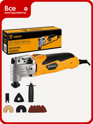 Изображение товара Реноватор DEKO DKOT650 Multi быстрозажимной с двигателем, электрической регулировкой оборотов и набором аксессуаров