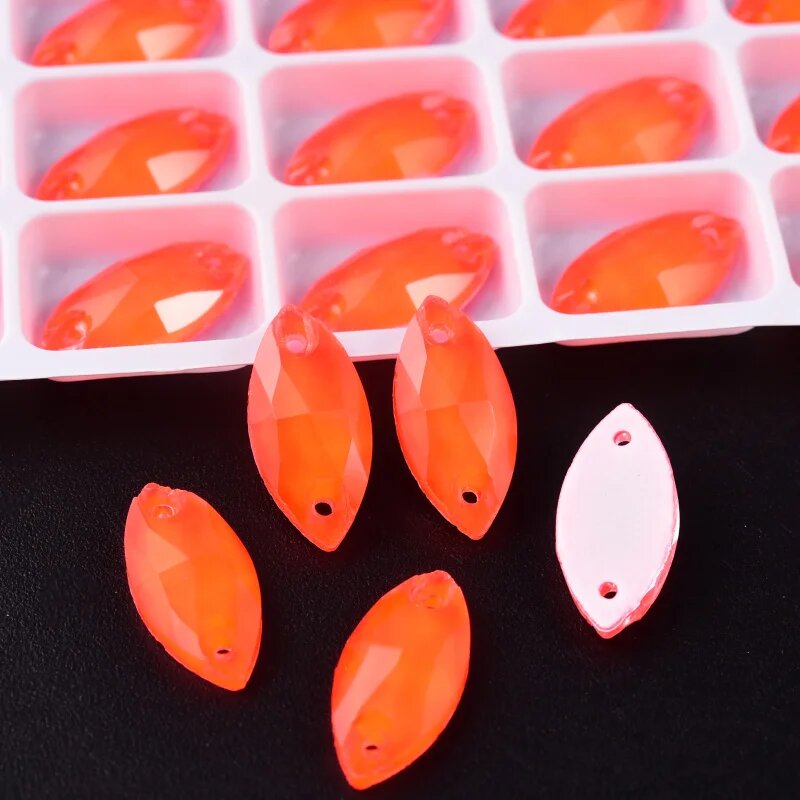 Пришивные стразы GemStone Neon конский глаз стекло 6x12 мм 7x15 мм 9x18 мм 13x22мм 15х31мм