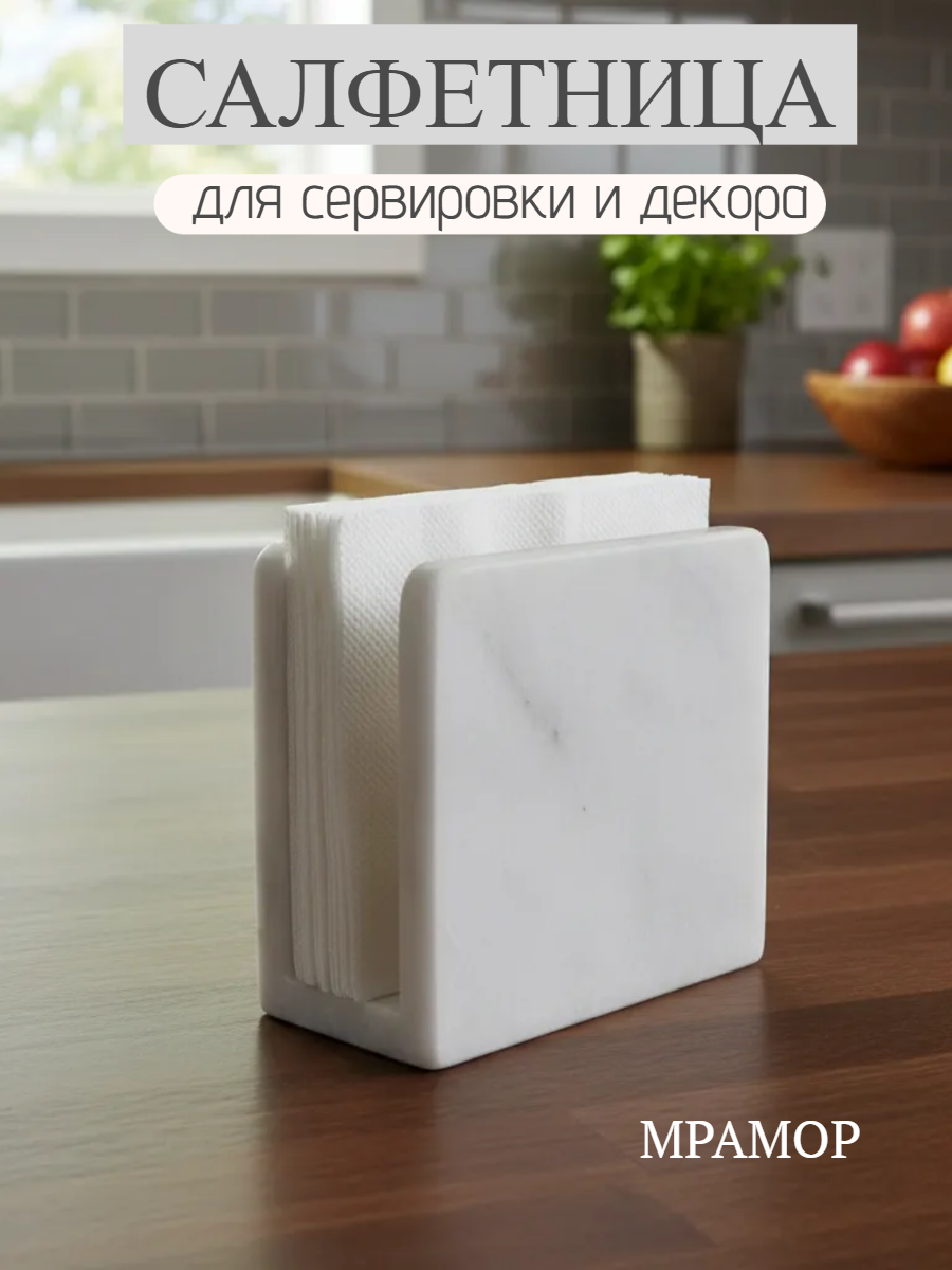 Салфетница мраморная интерьерная для кухни