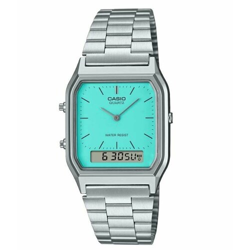 фото Наручные часы casio vintage aq-230a-2a2, бирюзовый, серебряный