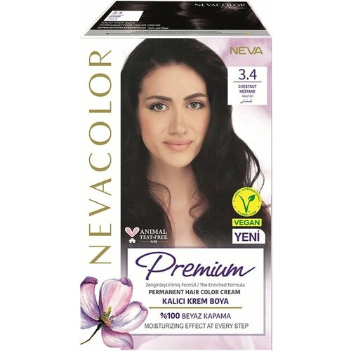 Крем-краска для волос Nevacolor Premium № 3.4 Каштан х3шт крем краска для волос nevacolor premium 7 20 аметист фиолетовый х3шт