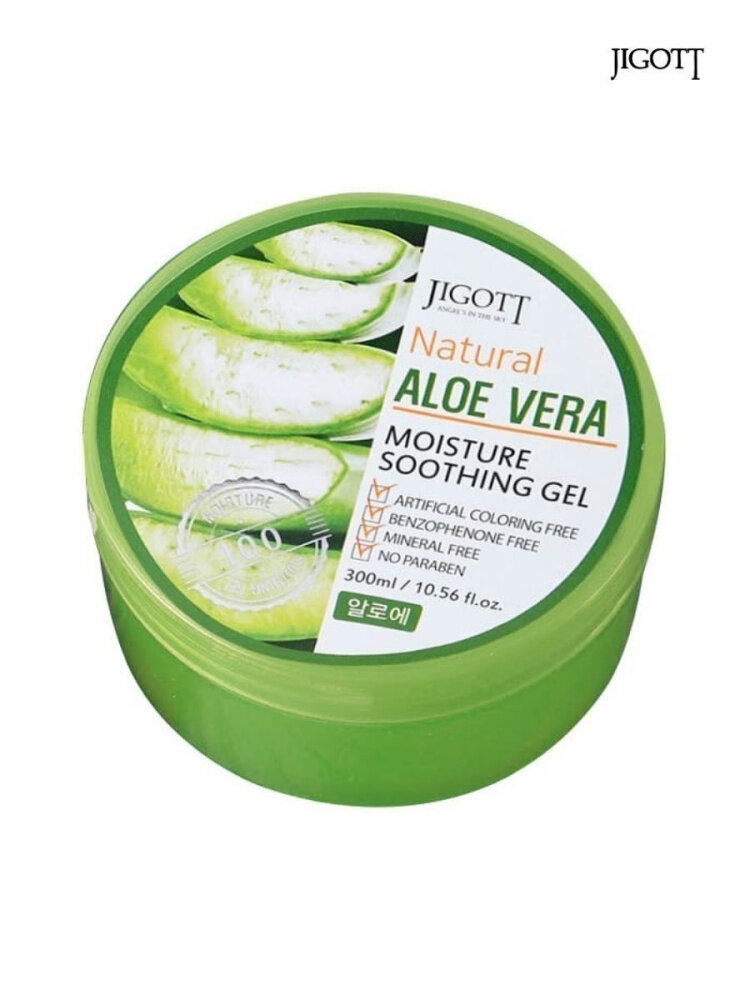 Jigott Увлажняющий успокаивающий гель Natural Aloe Vera Moisture Soothing Gel, 300 мл.