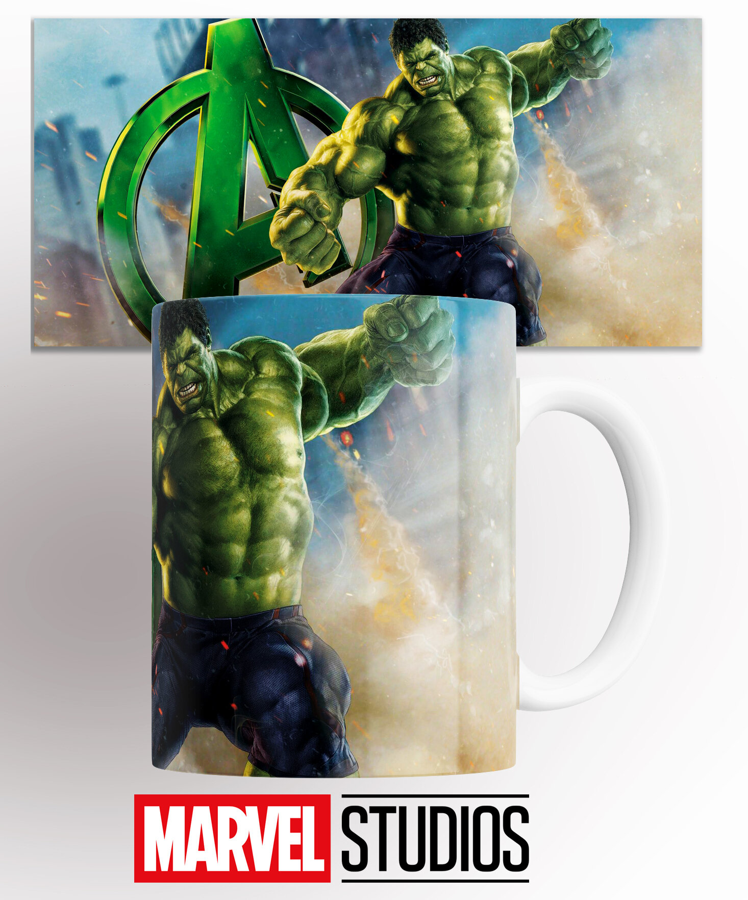 Кружка с принтом Marvel Hulk Марвел Халк 330 мл