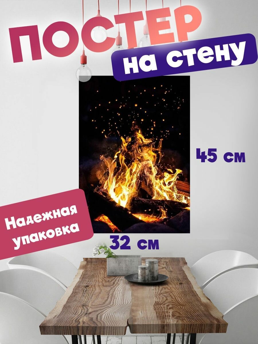 Плакат на стену 32х45 Эстетика огня