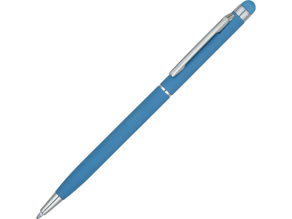 Ручка-стилус шариковая Jucy Soft с покрытием soft touch голубой