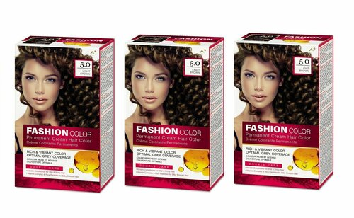 Rubella Стойкая крем-краска для волос Fashion Color 5.0 Светло-коричневый, 50 мл, 3 шт