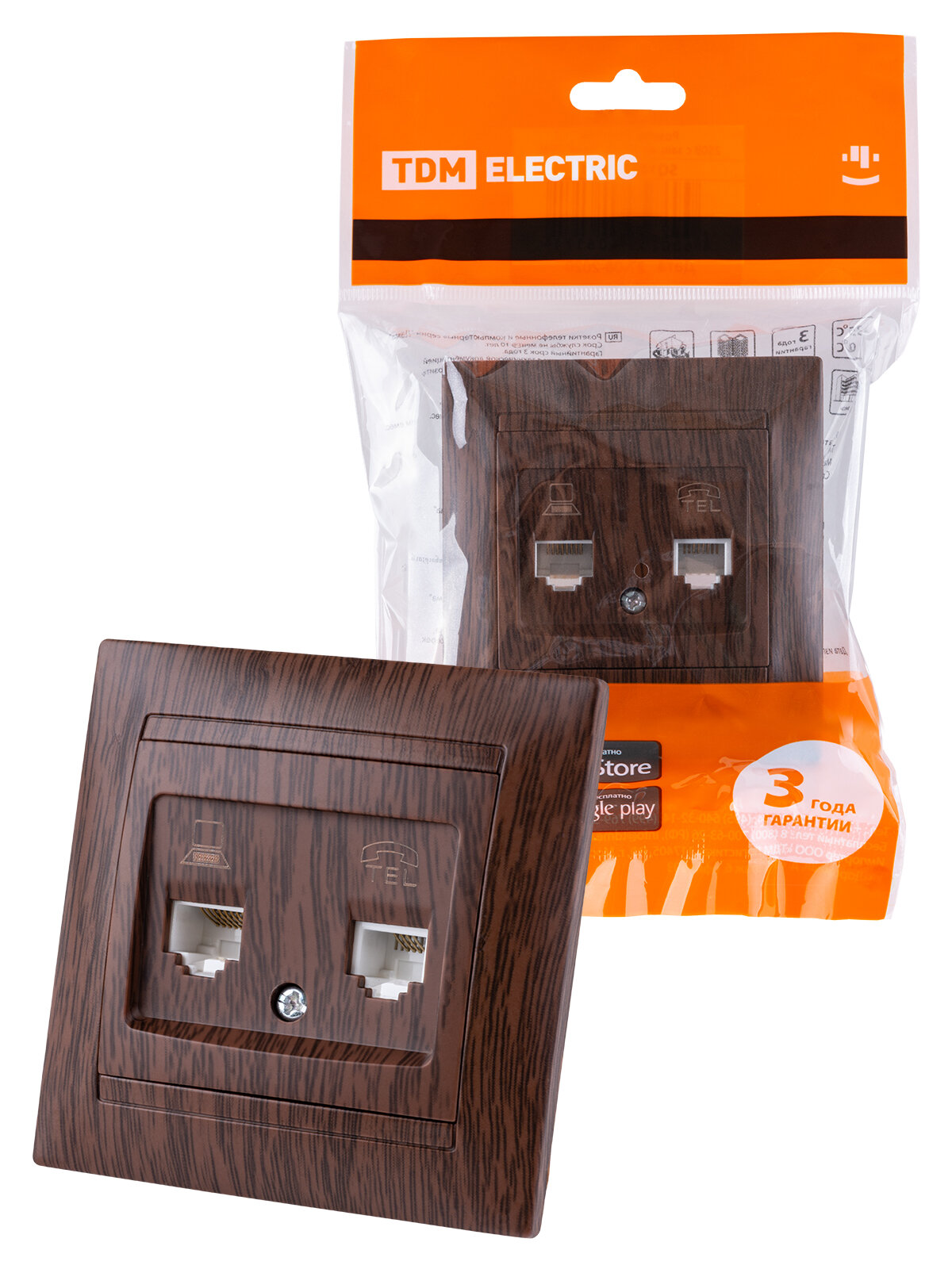 Розетка компьютерная RJ45/телефонная RJ11 TDM Electric - фото №1