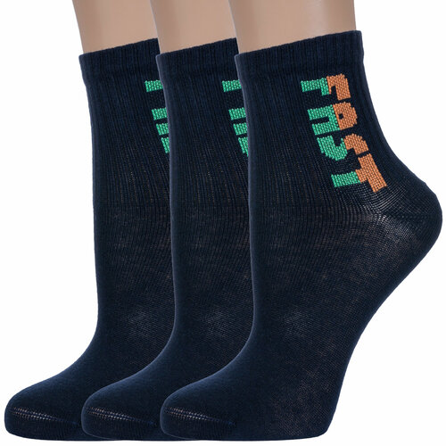 фото Носки борисоглебский трикотаж 3 пары, размер 22-24, синий
