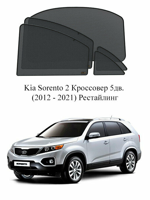 Каркасные автошторки на заднюю полусферу Kia Sorento 2 Кроссовер 5дв. (2012 - 2021) Рестайлинг