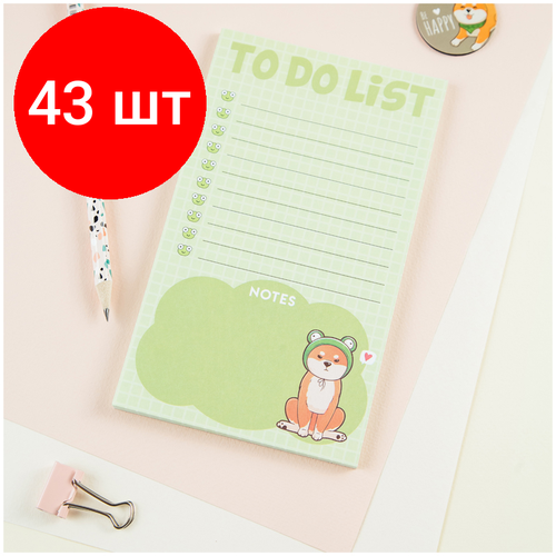 cute love rainbow check list memo pad korean ins to do list notebook message paper planner sticker school stationery 50 sheets Комплект 43 шт, Блок для записей (To Do list) MESHU Cute dog, 10.0*17.0*0.6см, 50л, на склейке