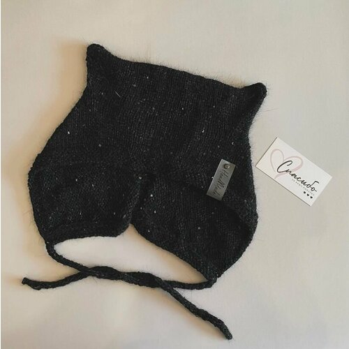 Шапка ушанка  шапочка из пуха норки с пайетками, размер 56/58, черный