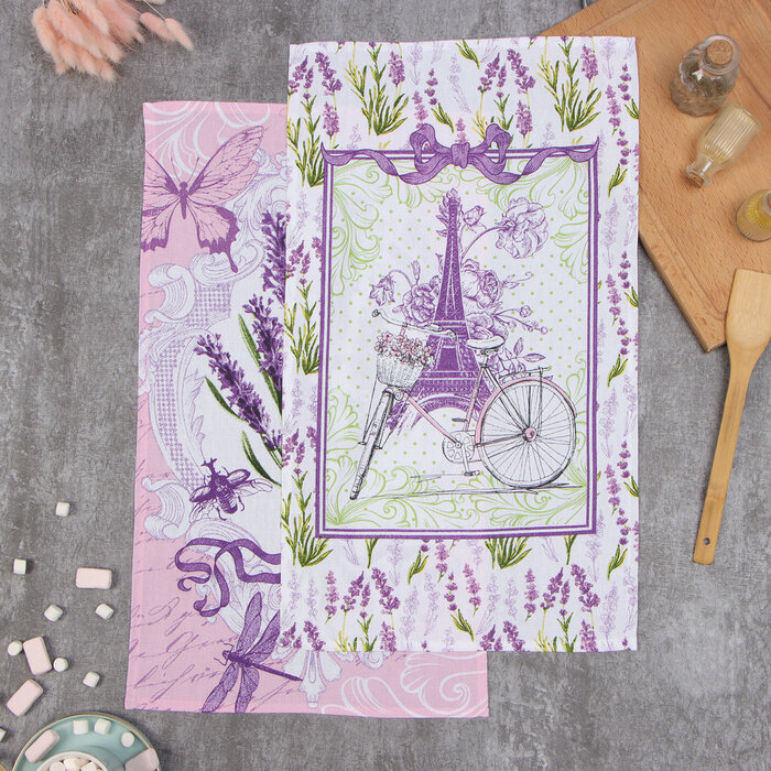 фото Набор полотенец кух. Доляна "Лаванда" 35х60 см - 2шт, 100% хл