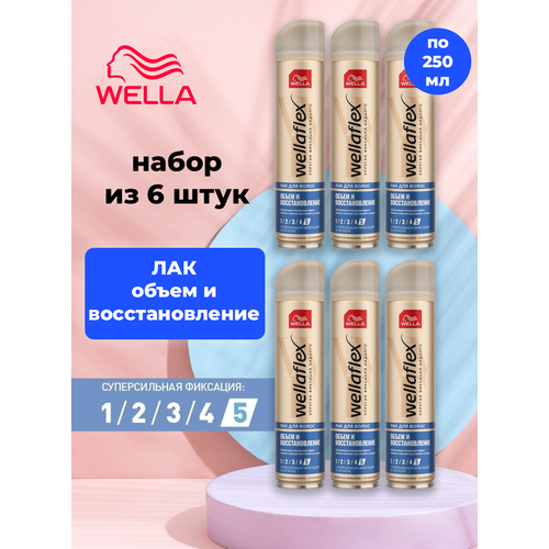 WELLAFLEX Набор Лак для волос Объем и укладка Ультрасильная Фиксация 5 250 мл, 6 шт