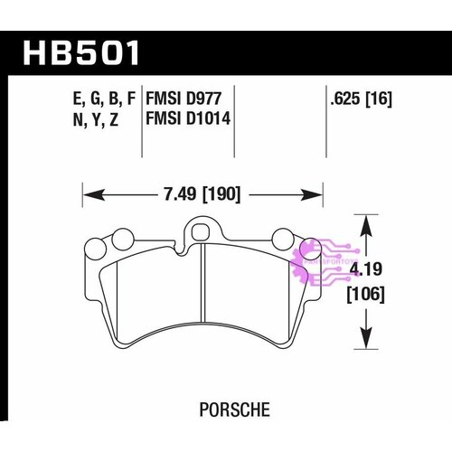 Колодки тормозные HB501N.625 HAWK HP Plus; 16mm