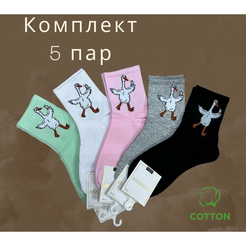 фото Носки lucashockn, 5 пар, размер 37-42, серый, бирюзовый, черный, розовый, белый
