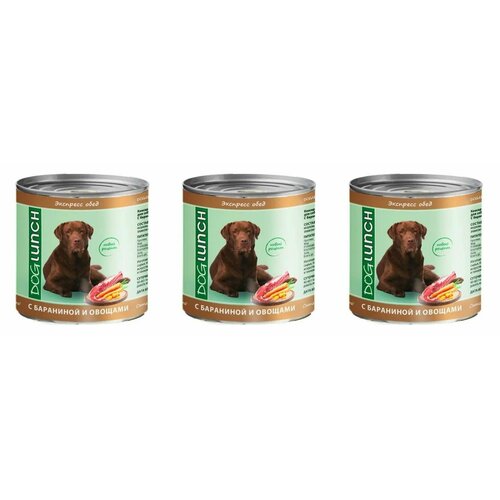 Dog Lunch Корм экспресс обед консервированный для собак c Бараниной и овощами, 750 г, 3 уп оскар консервы для собак с бараниной 0 750 кг