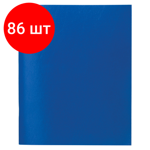 Комплект 86 шт, Тетрадь бумвинил А5, 48 л, скоба, офсет №2 эконом, клетка, с полями, STAFF, синий, 402018 тетрадь бумвинил а5 48 л скоба офсет 1 клетка с полями staff синий 403414 5 шт