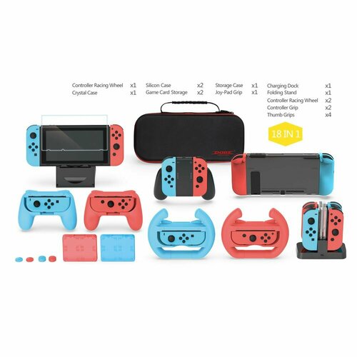 Набор аксессуаров 18 в 1 для Nintendo Switch и Nintendo Switch OLED DOBE Sports Suit (TNS-2165) dobe защитный чехол soft bag для консоли nintendo switch tns 859 серый 1 шт