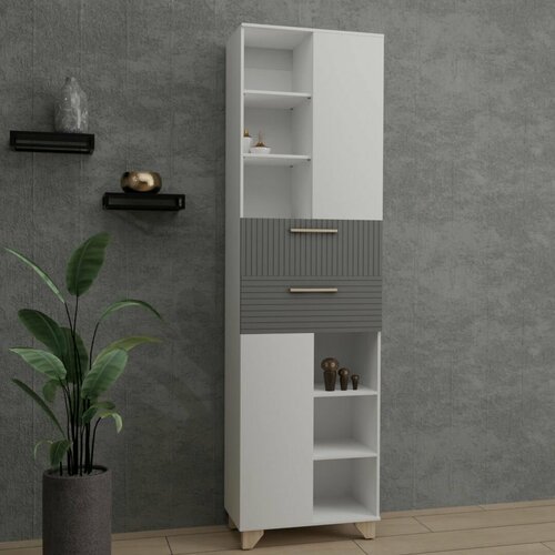 Пенал Копенгаген ЛДСП Белый МДФ Серый графит двенадцать стульев Фабрика мебели 14355₽