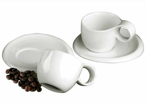 Кофейные чашки с блюдцами Deagourmet Ninfea белый фарфор сервиз из чашек и блюдец для эспрессо на 2 персоны