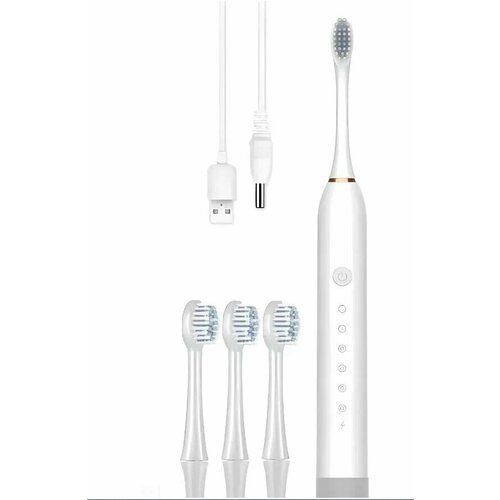 Электрическая зубная щётка Звуковая электрическая зубная щетка с 4 насадками и 6 уникальными режимами Цвет - белый 399₽