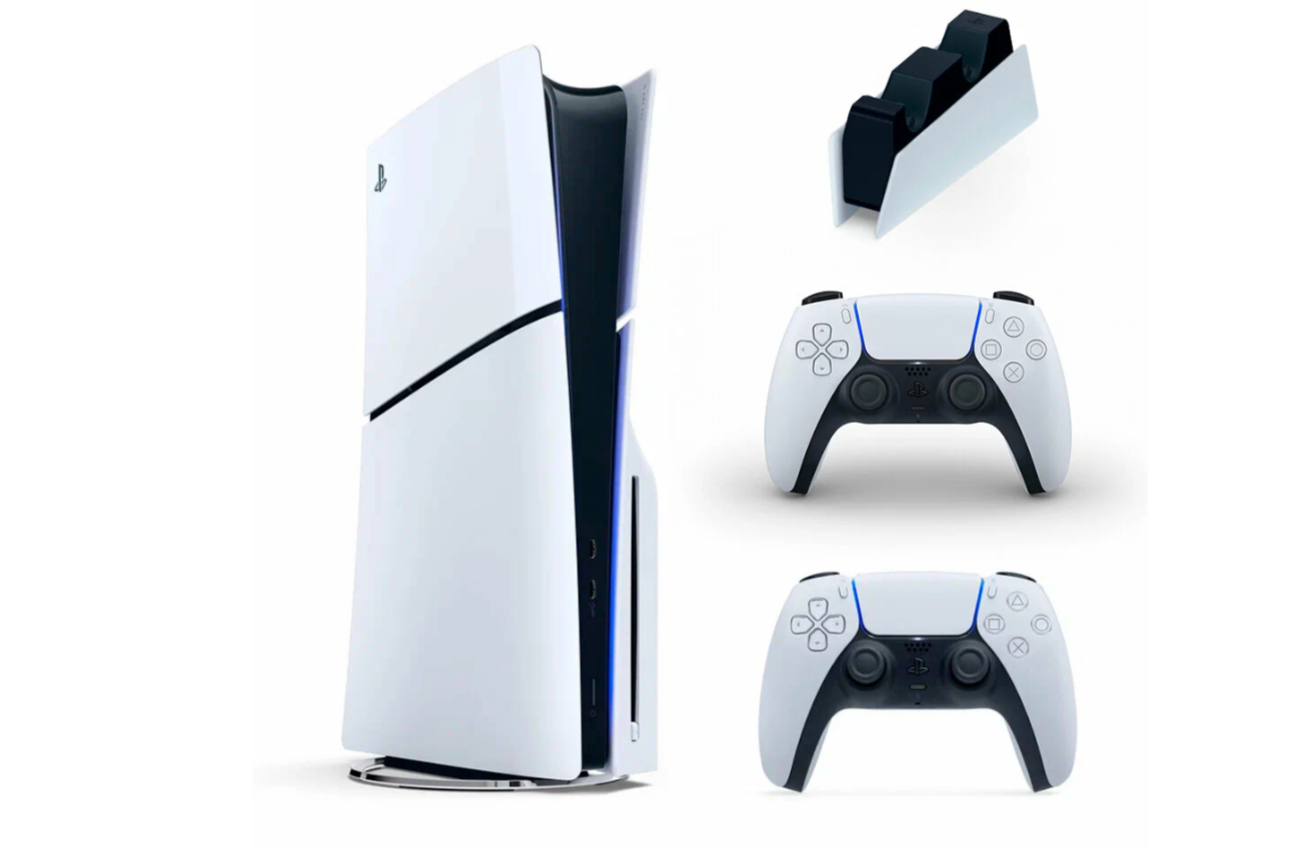 Игровая консоль PlayStation 5 Slim, без дисковода, 1 ТБ, два геймпада + зарядная станция