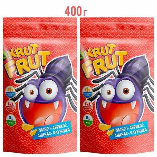 «KrutFrut», мармелад жевательный в форме разноцветных пауков,2 упаковки по 200 грамм