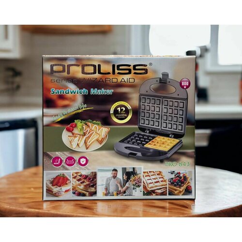 Вафельница электрическая для венских вафель с антипригарным покрытием 800 Вт Proliss-843 черная 250000₽