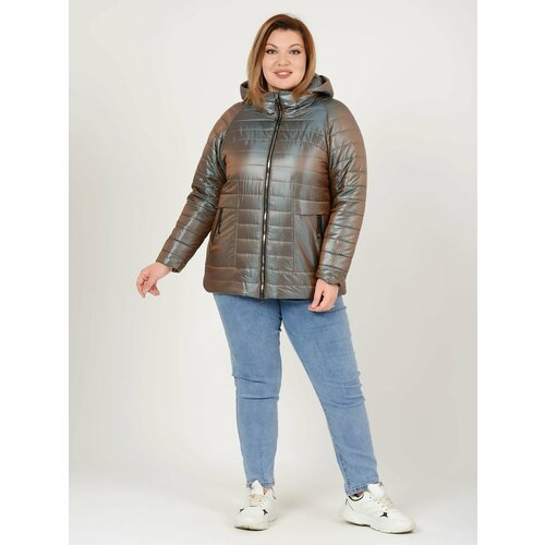 фото Куртка , размер 54, коричневый кармельстиль