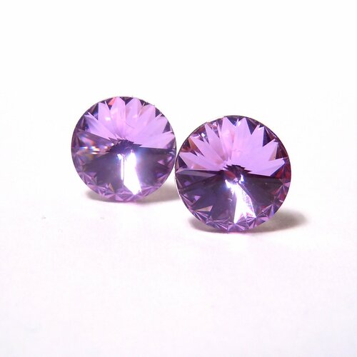 фото Серьги пусеты пусеты elis 8мм/чехия, кристаллы swarovski, размер/диаметр 8 мм, фиолетовый чарующий рай