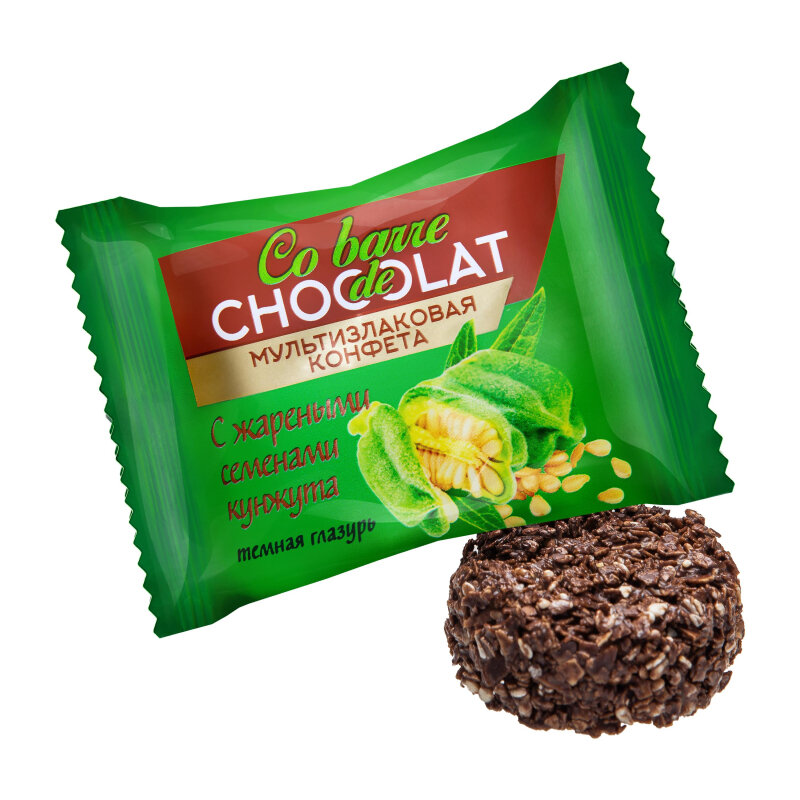 Конфеты Co barre de Chocolat мультизлаковые в тёмной глазури с жареным кунжутом, 200 гр.