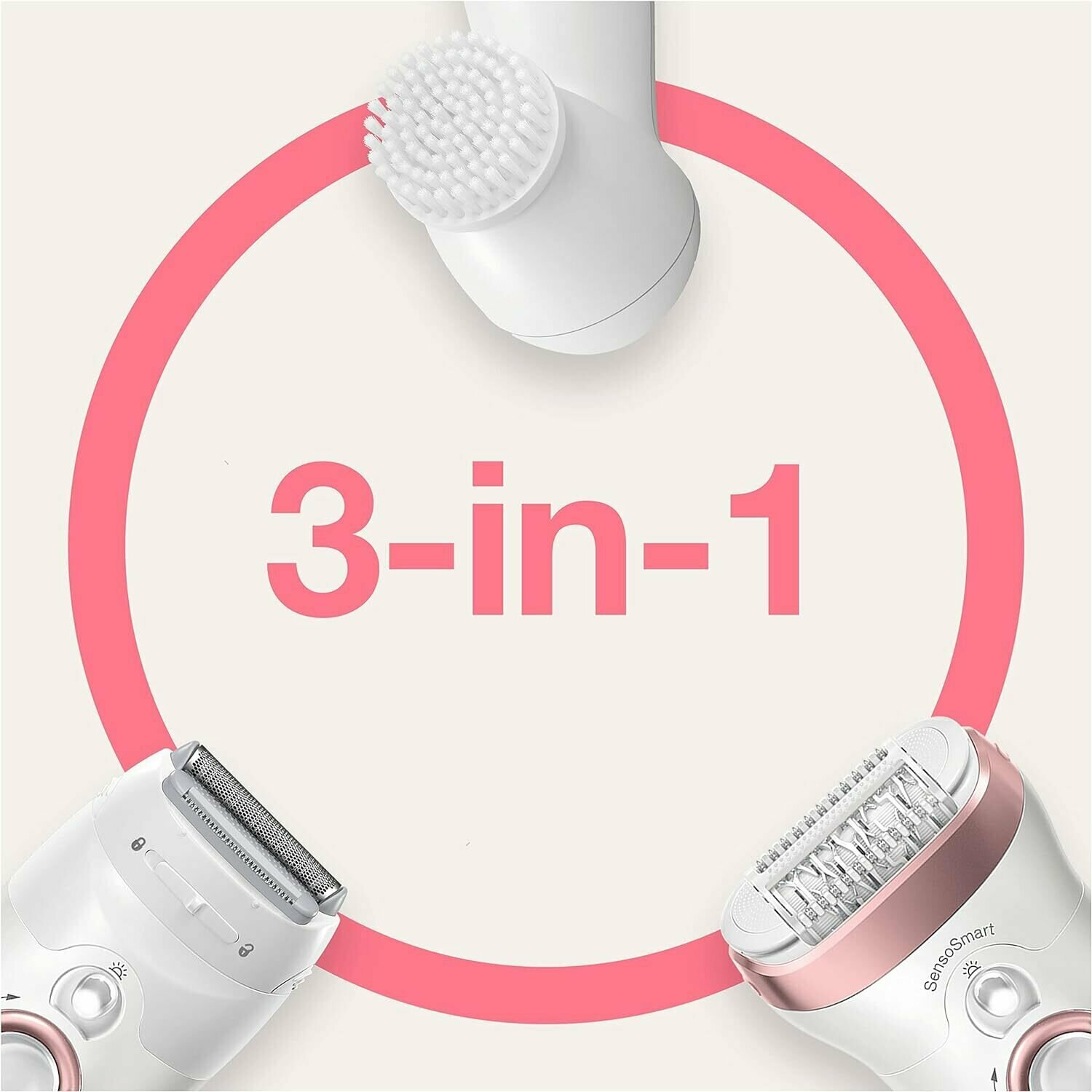Эпилятор Braun Silk-epil 9 SensoSmart SES 9-855 с щёточкой для лица белый/розовый - фото №16