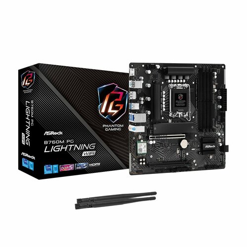 Материнская плата ASRock B760M PG LIGHTNING WIF LGA1700 Intel B760 DDR5 HDMI DisplayPort Micro-ATX 1724300₽
