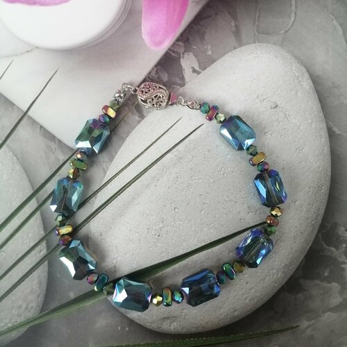 фото Браслет, стекло, синий нет бренда