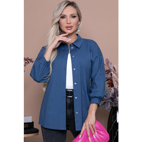 фото Блуза , размер 50, синий бизнес стиль