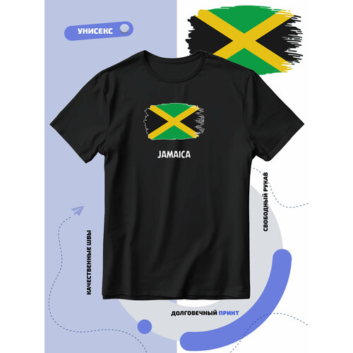 футболка smail p с флагом ямайки jamaica размер xl белый Футболка SMAIL-P с флагом Ямайки-Jamaica, размер XL, черный