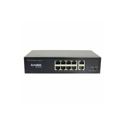 AN-S10P8A Amatek Коммутатор на 10 портов 10port poe ethernet switch 52v vlan 10 100mbps ieee 802 3 af at standard network switch for cctv ip camera wireless ap 250m
