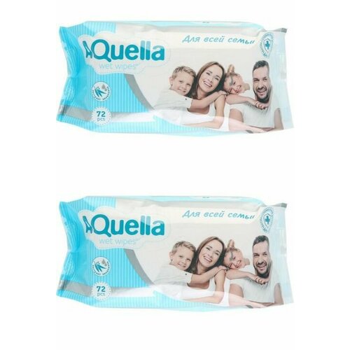 AQUELLA Салфетки влажные с антибактериальным эффектом, 72 шт/уп, 2 уп