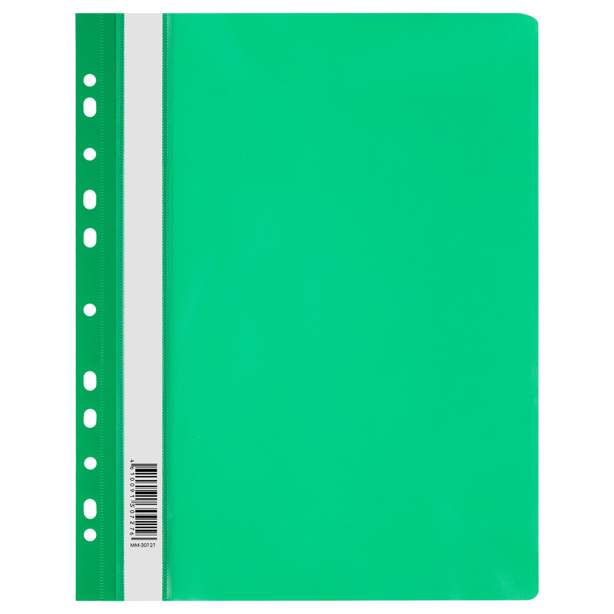 Папка-скоросшиватель пластик. перф. СТАММ А4, 120мкм, зеленая с прозр. верхом, 10 штук