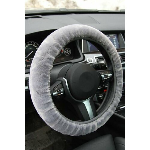 Оплетка на руль Тойота Камри (2004 - 2006) седан / Toyota Camry, искусственный мех (высокого качества), Серый