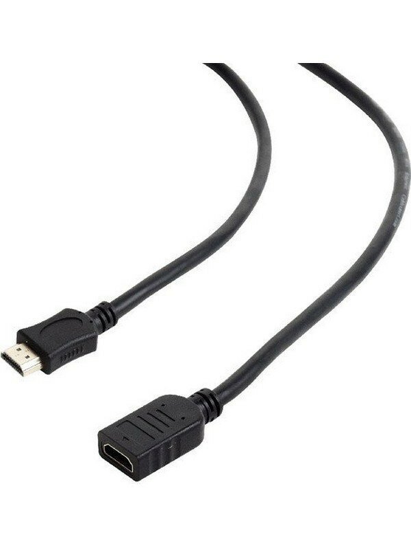 Кабель Удлинитель кабеля HDMI Cablexpert CC-HDMI4X-6, 1.8м, v2.0, 19M/19F, черный, позол. разъемы, экран, пакет (CC-HDMI4X-6)