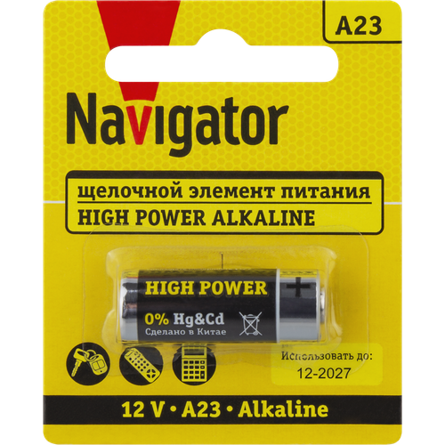 Батарейки щелочные высокой мощности Navigator A23 93 829 NBT-NE-A23-BP1, упаковка 10 шт. батарейки щелочные высокой мощности navigator c 94 754 nbt ne