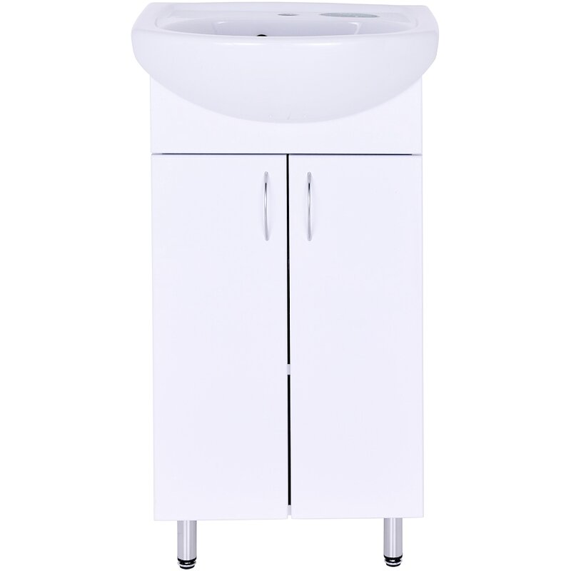 фото Тумба с раковиной Orange Лайт 45 LA-45TUW+RA Белый глянец